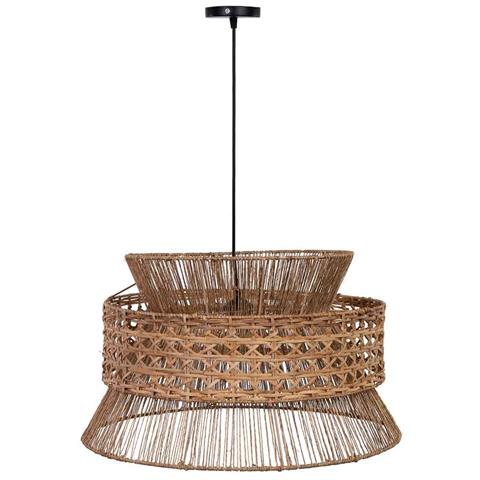 Lampada Da Soffitto In Rattan E Juta Marrone D50x33h Cm - Foto 2