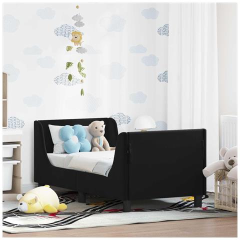 Struttura letto per bambini con testata Nero 70 x 140 cm - Foto 2