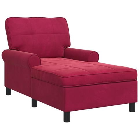 Chaise Lounge con cuscino Rosso Vino 91 x 157 x 91 cm Velluto - Foto 1