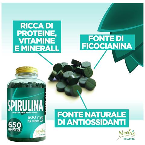 Spirulina 500 mg 650 Compresse - Alga Spirulina in Compresse - Azione di Sostegno e Ricostituente (Confezione quintupla) - Foto 5