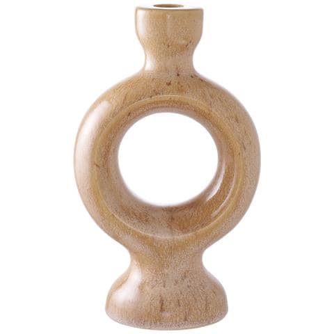 Portacandela In Ceramica Marrone 13x8x23 Cm - Foto 1