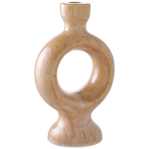 Portacandela In Ceramica Marrone 13x8x23 Cm - Foto 2