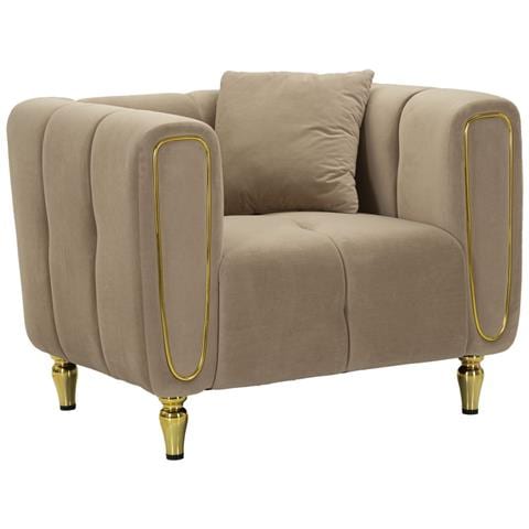 Poltrona Alma Con Cuscino In Tessuto Grigio E Gambe Oro 97x81x71 Cm - Foto 1