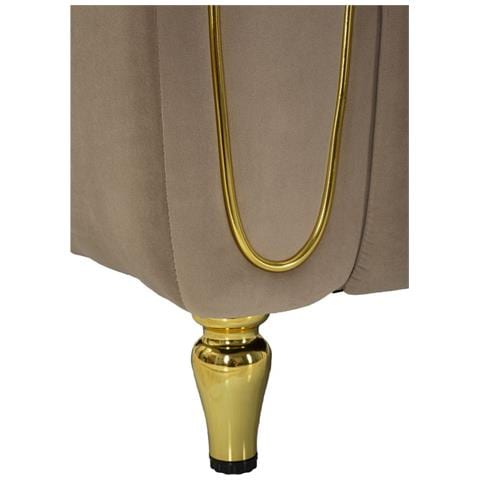 Poltrona Alma Con Cuscino In Tessuto Grigio E Gambe Oro 97x81x71 Cm - Foto 8