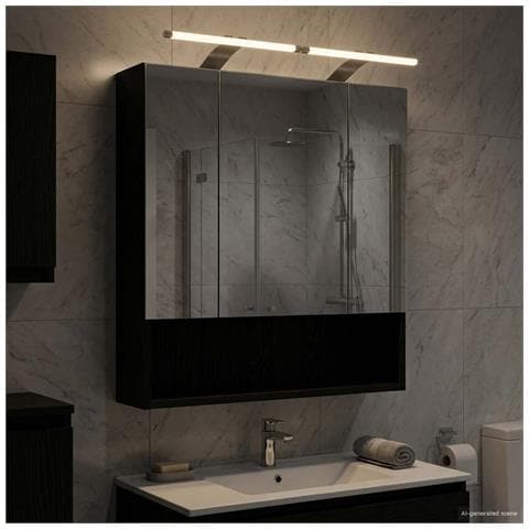 Mobiletto per specchio da bagno Rovere Nero 60 x 14.5 x 70 cm - Foto 2