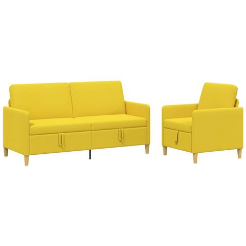 Set di Divani con Storage 2 pcs Giallo Chiaro Poliestere - Foto 1