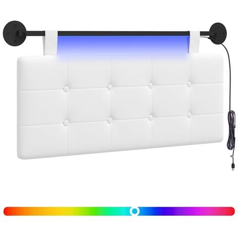 Testiera sospesa Con luce LED Bianco Tessuto - Foto 1
