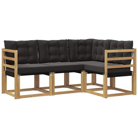 Set di divani da esterno con cuscino 4 pcs Bianco e Nero - Foto 1