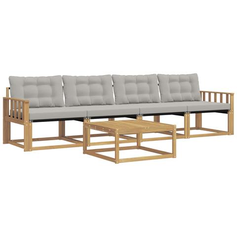 Set di divani da esterno 5 pcs Bianco e Grigio Chiaro - Foto 1