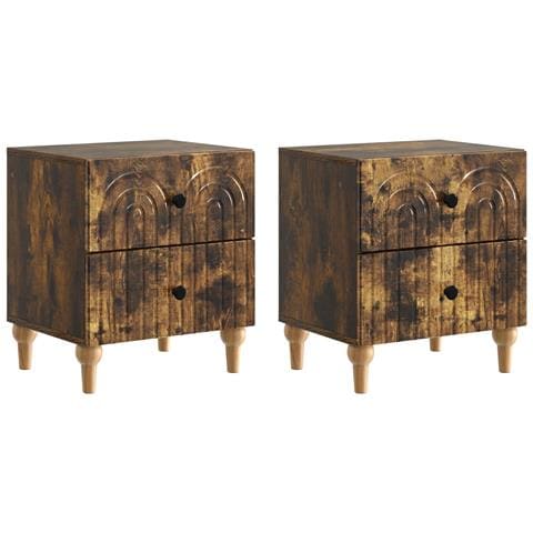 Armadio da Notte 2 pcs Rovere Fumo 43 x 34,5 x 48 cm - Foto 1