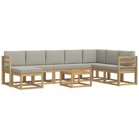 Set di divani da esterno 9 pcs Bianco e Grigio Chiaro - Foto 1