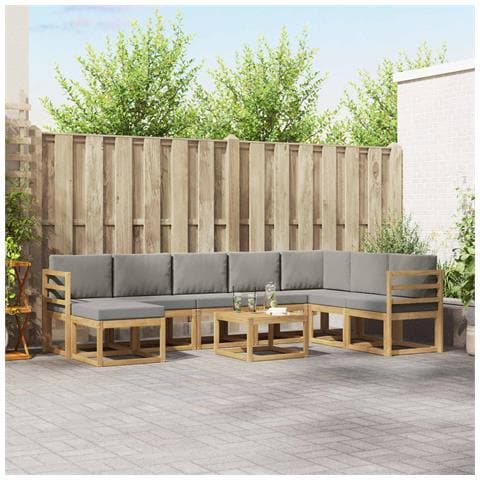 Set di divani da esterno 9 pcs Bianco e Grigio Chiaro - Foto 2