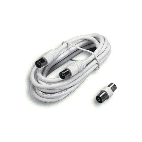 Cavo Lineare Tv coassiale Spina / spina diritta + adattatore 2 metri Nero - Foto 1