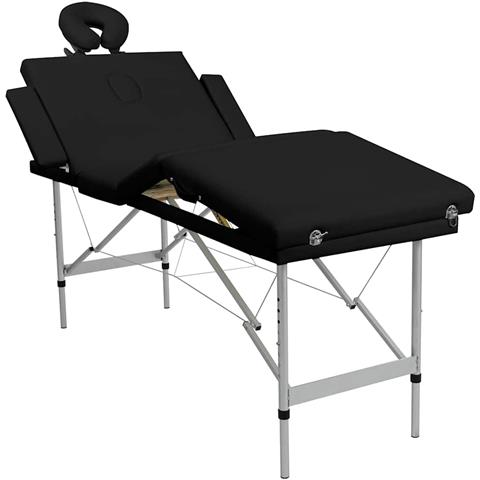 Lettino Pieghevole Da Massaggio Nero 4 Zone Con Telaio Alluminio - Foto 1