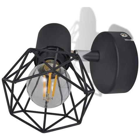 Set 2 Applique con Rete in Stile Industriale Nero Lampadina LED - Foto 10