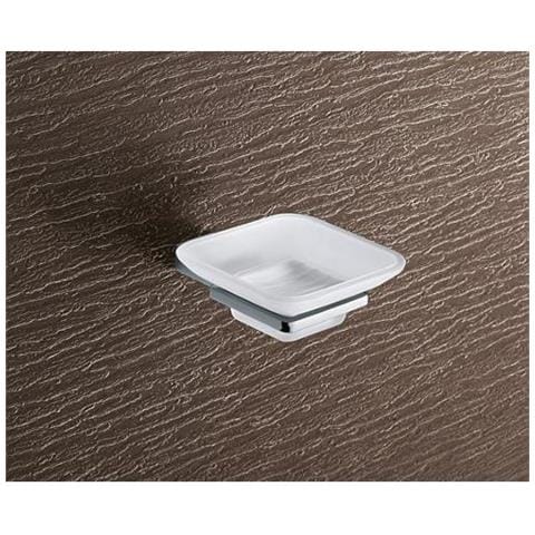 Supporto Con Portasapone Kansas In Ottone Cromato E Vetro Satinato - 13 3811 - Foto 1