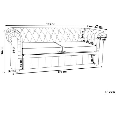 Divano Vintage A 3 Posti In Pelle Beige Chesterfield - Foto 34