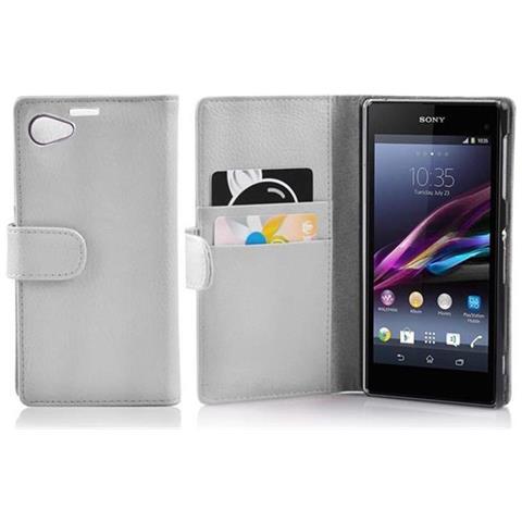 Cadorabo Custodia Compatibile Con Sony Xperia Z1 Compact In Magnesio Bianco - Coperchio Protettivo In Ecopelle Testurizzata E Tasca Per Carte Di Credito - Foto 1