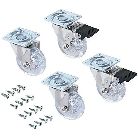 2036020 Set Di 4 Rotelle Pivotanti Trasparenti Per Mobile Con Piastra Di Assemblaggio E Cuscinetto A Sfere, Diametro 50 Mm, 50mm - Foto 1