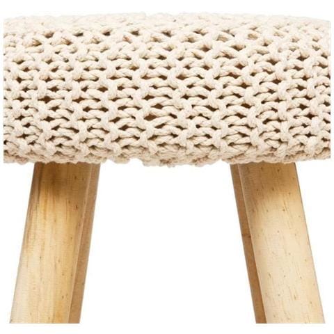 Sgabello Suzette In Legno, Cotone E Polietilene - L. 32 X L. 32 X H. 43 Cm - Beige - Foto 2