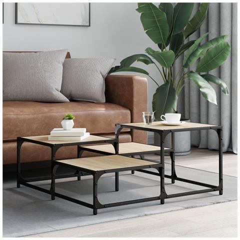 Tavolino Salotto Rovere Sonoma 87,5x87,5x40cm Legno Multistrato - Foto 3