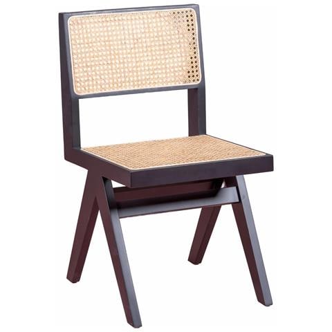 Sedia Classica In Rattan Naturale E Legno Di Frassino - Compass - Foto 1