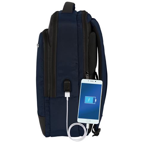 Zaino Per Pc Portatile E Tablet Con Uscita Usb Business Blu Scuro (29 X 44 X 15 Cm) - Foto 2
