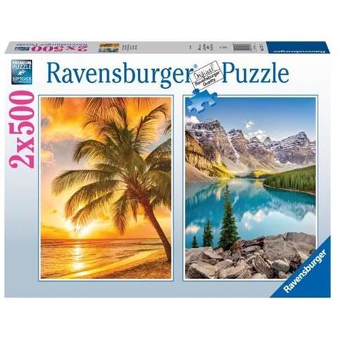 Puzzle Ravensburger Mountains & Beach 2 X 500 Pezzi - Foto 1
