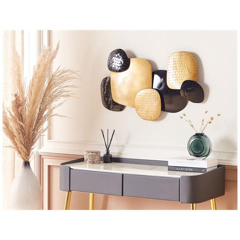 Decorazione Da Parete Nero E Oro 80 X 48 Cm Hafnium - Foto 1