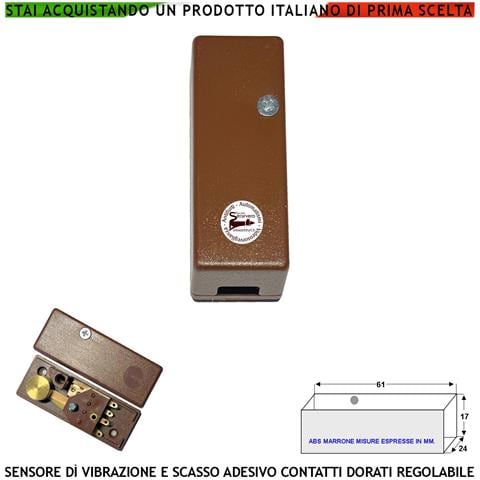 Sensore Adesivo Rileva Lo Scasso Le Vibrazioni Continue Collegamento A Filo Antifurto Inferriate Porte Vetrate Regolaz - Foto 1