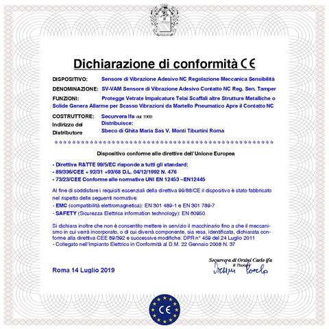 Sensore Adesivo Rileva Lo Scasso Le Vibrazioni Continue Collegamento A Filo Antifurto Inferriate Porte Vetrate Regolaz - Foto 4