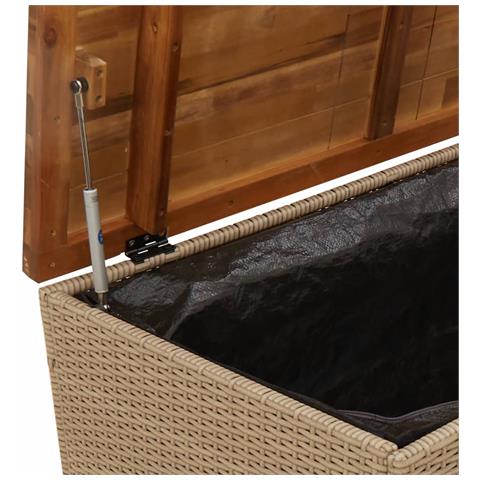 Contenitore Giardino Beige 110x55x63cm Polyrattan Legno Acacia - Foto 8
