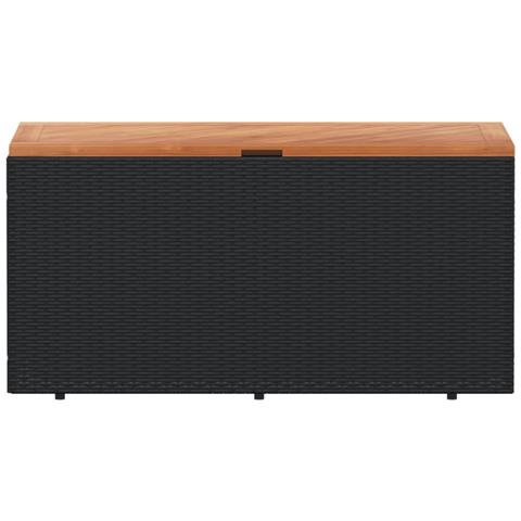 Contenitore Giardino Nero 110x50x54cm Polyrattan E Legno Acacia - Foto 2