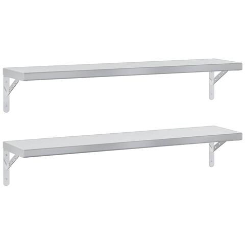 Mensole A Muro 2 Pz 100x23,5 Cm Argento In Acciaio Inossidabile - Foto 1