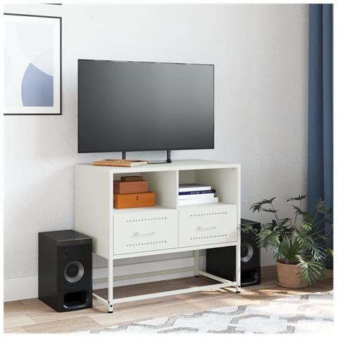 Mobile Tv Bianco 68x39x60,5 Cm In Acciaio - Foto 2