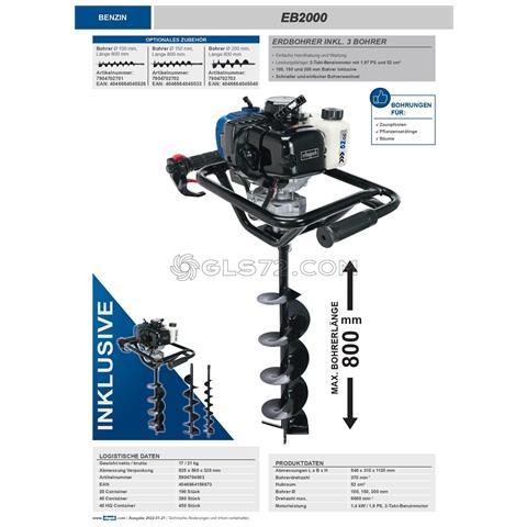 Trivella Mototrivella A Scoppio 52cc 1,97cv 3 Eliche Incluse Eb2000 - Foto 2