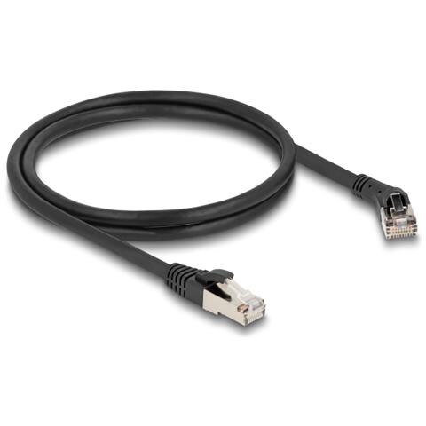 Cavo di rete RJ45 Cat. 8.1 S /FTP maschio da 45° angolato a destra per maschio diritto fino a 40 Gbps 1 m nero - Foto 1