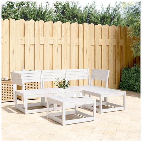 Set Salotto Da Giardino 4 Pz Bianco In Legno Massello Di Pino - Foto 1