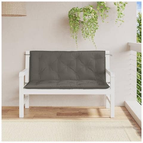 Cuscini Panca Giardino 2pz Grigio Scuro Mélange 120x50x7 Cm - Foto 3
