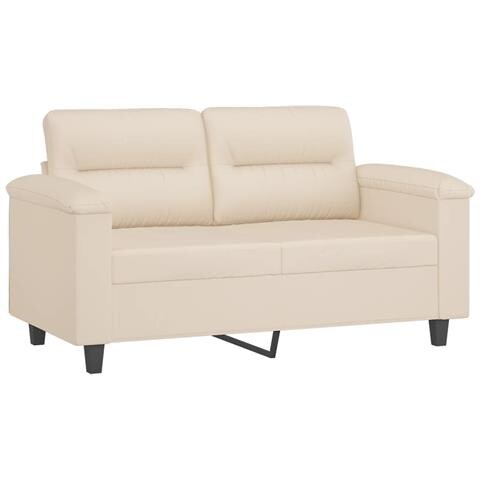 Set Divani 2 Pz Con Cuscini Beige In Tessuto Microfibra - Foto 3