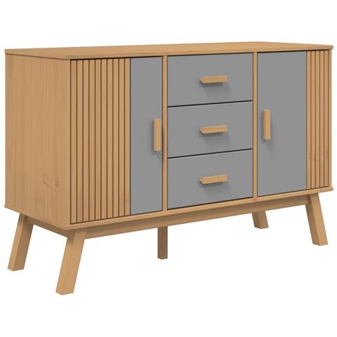 Credenza Olden Grigia E Marrone 114x43x73,5 Cm Massello Di Pino - Foto 2