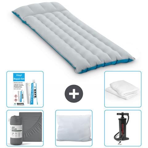 Set Materassino Gonfiabile - 184x67x17 Cm - Blu - Include Accessori Coordinati Cb9 - Foto 1