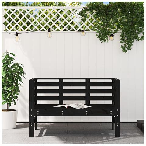Lusso Casadino -  Panca Da Giardino Nera 111,5x53x71 Cm Legno Massello Di Pino - Foto 2