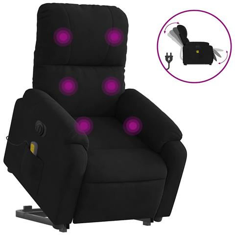 Lusso Casadino -  Poltrona A Rialzo Reclinabile Massaggiante Nera Microfibra - Foto 1