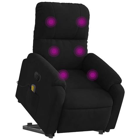 Lusso Casadino -  Poltrona A Rialzo Reclinabile Massaggiante Nera Microfibra - Foto 2