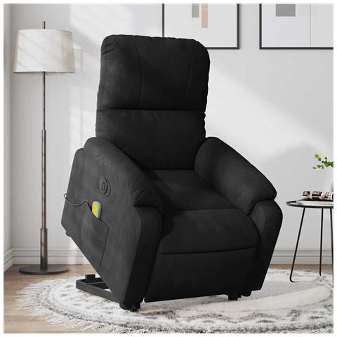 Lusso Casadino -  Poltrona A Rialzo Reclinabile Massaggiante Nera Microfibra - Foto 8