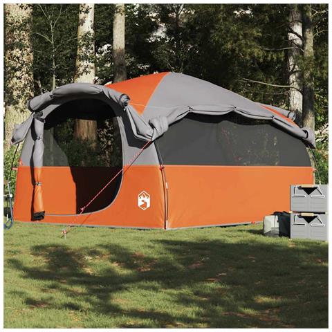 Tenda Familiare a Tunnel 6Persone Grigia Arancione Impermeabile - Foto 1