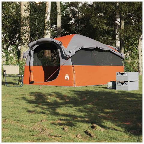 Tenda Familiare a Tunnel 6Persone Grigia Arancione Impermeabile - Foto 2