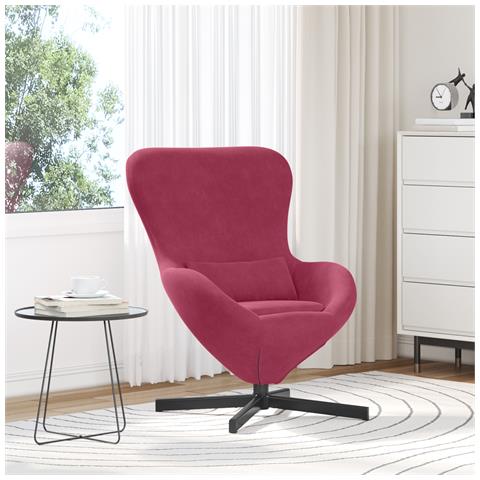 Poltrona a Uovo  in Velluto Rosso Vino - Foto 2