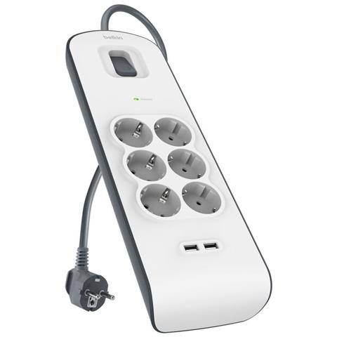 BSV604VF2M-V2 protezione da sovraccarico Grigio, Bianco 6 presa (e) AC - Foto 1